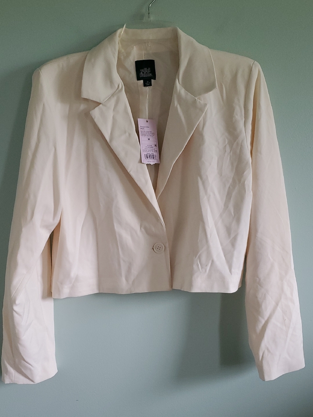 Wild Fable Cream Cropped Single-Button Blazer Jacket